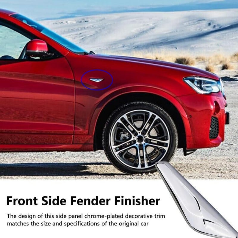 Vehjunc Front Side Fender Trim Chrome Finisher side marker Emblem Moulding fits BMW X3 X4 F25 F26 Replaces# 51117338569 51117338570 - Image 4